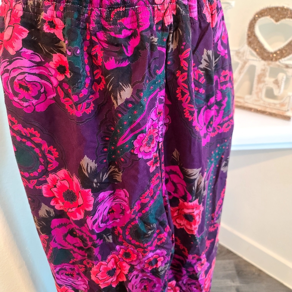Vintage 80s 90s print  pants Carole Little - Picture 3 of 5